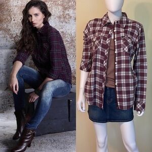RVCA Plaid Long Sleeve Top. Size L. P/4/A1511